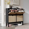 Shoe Storage Cabinet with 2 Flip Drawers, Fluted Freestanding Shoe Organizer with Metal Legs, Slim Hidden Shoe Rack for Entryway, Foyer - 3 of 4