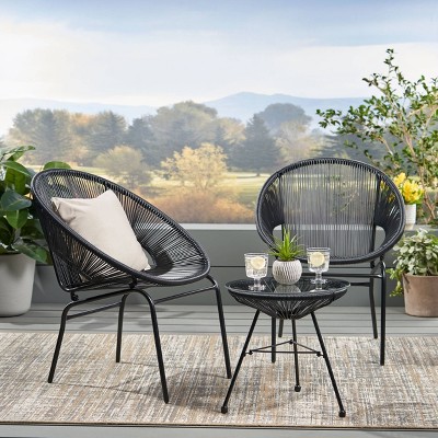 Kono 3pc wicker patio store chat set