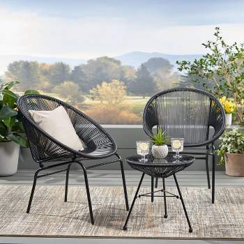 Nusa 3pc Faux Rattan Chat Set - Christopher Knight Home