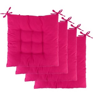 NPolar"4Pcs Soft Chair Cushion Pads 15.75x15.75x2.37in with Tie-On Straps for Home, Office & Travel"BrownGrey&Red - 1 of 4