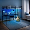 Karl Home Twin Loft Bed with Desk, Metal Bunk Bed Frame with LED Light and 2 Charging Station, with Ladder for Adults, Black - 4 of 4