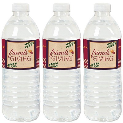 Big Dot of Happiness Friends Thanksgiving Feast - Friendsgiving Water Bottle Sticker Labels - Set of 20