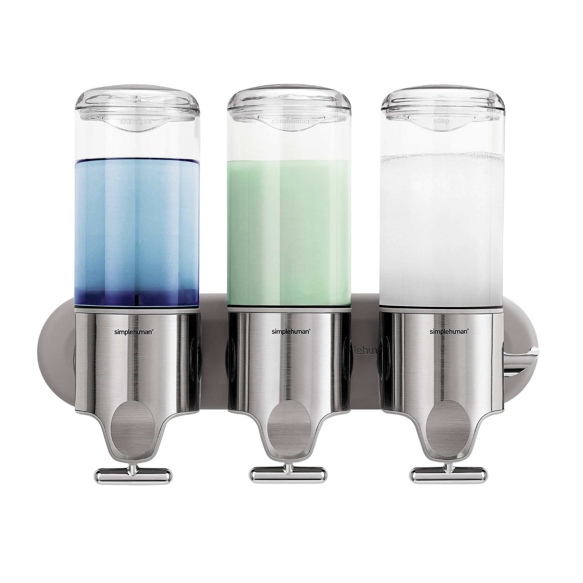 simplehuman simplehuman 15oz Triple Wall Mount Shower Soap Dispenser Pump : Microfiber, Machine Washable, Non-Slip Backing