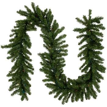 Northlight 9' x 12" Prelit Canadian Green Pine Artificial Christmas Garland - Multi Lights