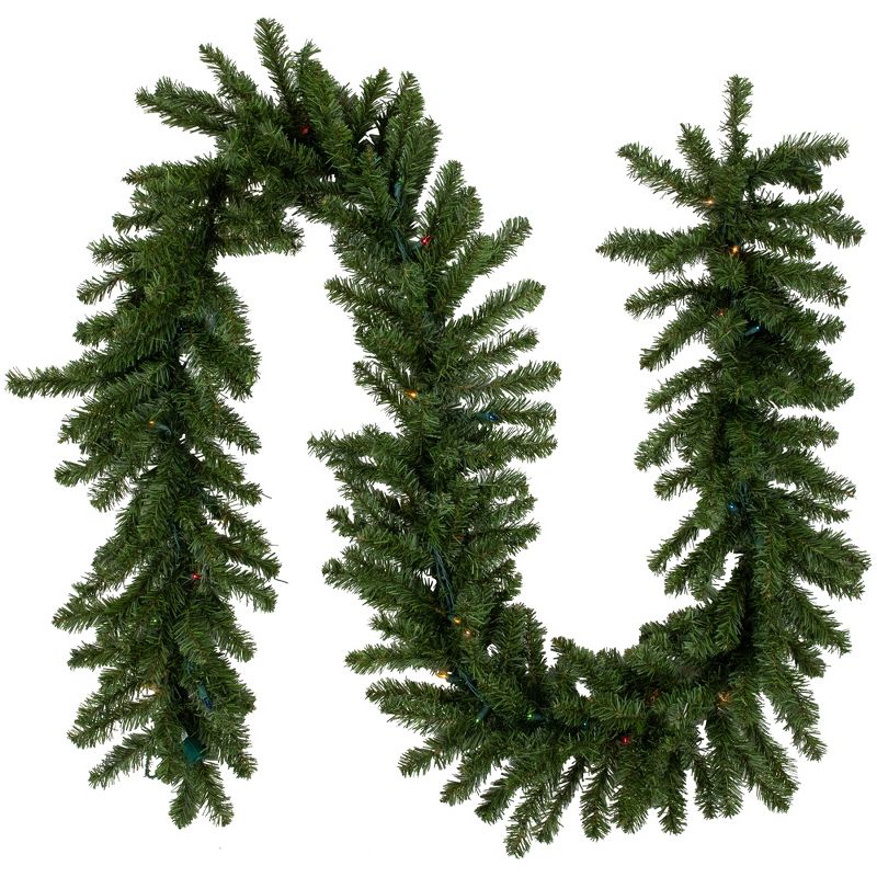 Northlight 9' x 12" Prelit Canadian Green Pine Artificial Christmas Garland - Multi Lights, 1 of 11