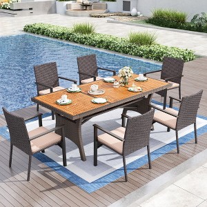Captiva Designs 7pc Patio Furniture Set with Rectangle Table and Arm Chairs - 1 of 4