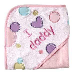 Luvable Friends Baby Girl Hooded Towel, Pink Dad, One Size - 1 of 1