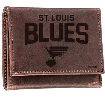 Evergreen NHL St. Louis Blues Brown Leather Trifold Wallet Officially Licensed with Gift Box