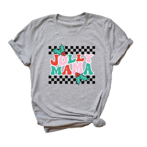 Simply Sage Market Women's Jolly Mama Checkered Short Sleeve Graphic Tee -  XL - Grey