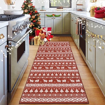 Garvee Christmas Area Rug Washable  Hallway Runner Rug Snowflake Holiday Decor Bedroom Rug Decorative Xmas Boho Carpet Dining Room Office