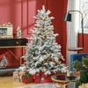 HOMCOM 5ft Prelit Frosted Artificial Christmas Tree with Warm White LED Light, Metal Base, Snow Flocked Branches - 3 of 4