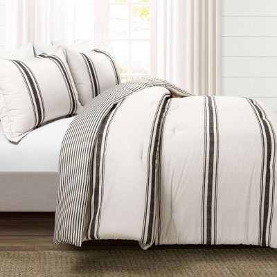 California King Black Cotton Reversible Comforter Set