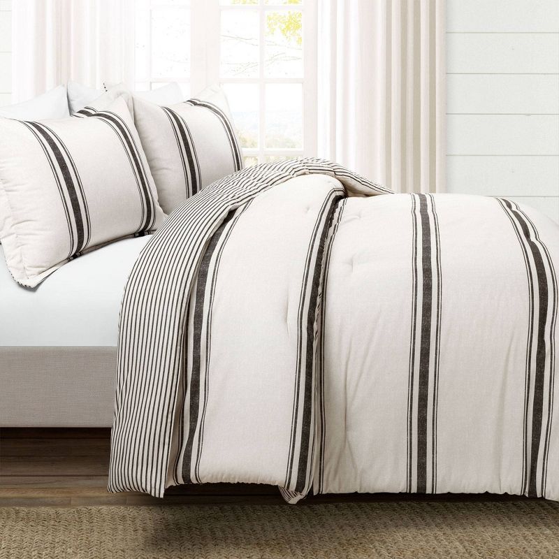 Farmhouse Stripe Reversible Cotton Comforter & Sham Set - Lush D&#233;cor, 3 of 18