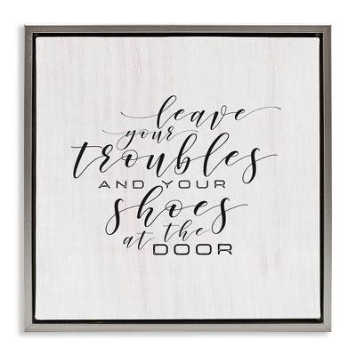 Stupell Industries Troubles & Shoes at Door, 18" x 18"