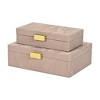 Cheung's Ausel Crinkled Gloss Pattern Set of 2 Boxes with Gold Handles - Taupe - 4 of 4