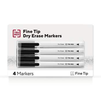 TRU RED Pen Dry Erase Markers Fine Tip Black 4/Pack TR54560