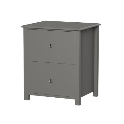 Hastings Home 2-Drawer End Table With Silver Handles - Slate Gray