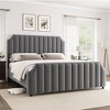 GustoWave Queen Size Platform Bed Frame with 50.2" Headboard, Velvet Upholstered,Vertical Channel Tufted Headboard & Footboard,No Box Spring Needed - 2 of 4