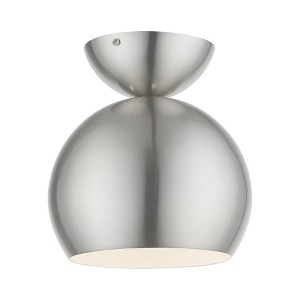 Livex Lighting Stockton 1 - Light Semi-Flush Mount in  Brushed Nickel/Polished Chrome - 1 of 3