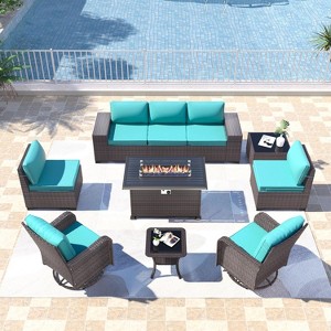 ALAULM Outdoor Patio Furniture Set Outdoor Sectional Rattan Sofa Set Brown Manual Wicker Patio Conversation Set with Cushions - 1 of 4