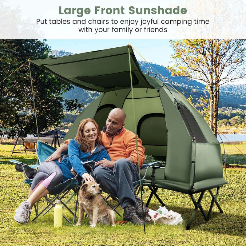 Costway 2-Person Compact Portable Pop-Up Tent Camping Cot with Air Mattress & Sleeping Bag, 2 of 11