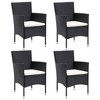 vidaXL 4X Black Poly Rattan Patio Dining Chairs–Outdoor/Garden Seat Set w/Cushions – 20.9"x22.8"x33.1" - 2 of 4