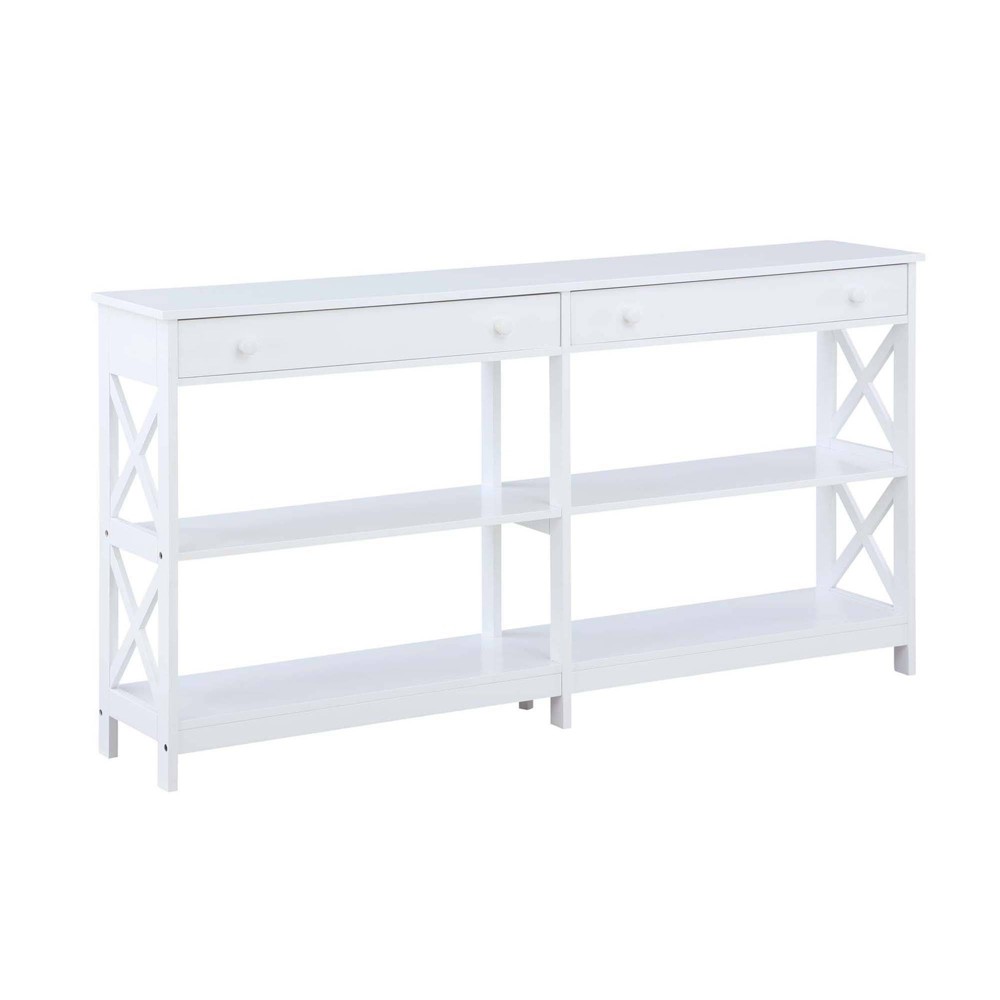 Photos - Coffee Table 60" Oxford 2 Drawer Console Table with Shelves White - Breighton Home