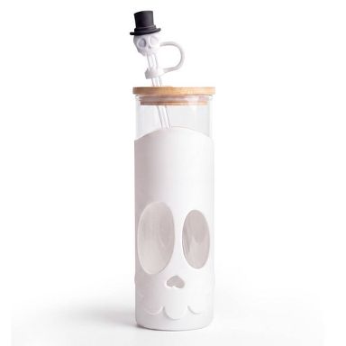 Ototo Bonesy Glass Tumbler and Lid Straw Kitchen Gadgets for Halloween Gifts