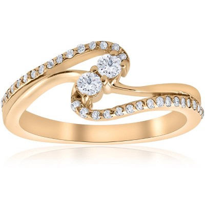 Pompeii3 1/2ct Two Stone Diamond Forever Us Engagement Ring 10k Yellow Gold