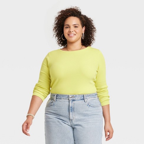 Plus size yellow long sleeve outlet shirt