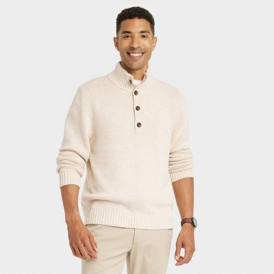 Men's Henley Pullover Sweater - Goodfellow & Co™ Oatmeal S
