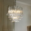 ALOADECOR 24'' Vintage Mid-Century Modern Chandelier 4-Light 4-Tier Clear Art Glass Pendant With Antique Bronze Finish For Living Room - 3 of 4