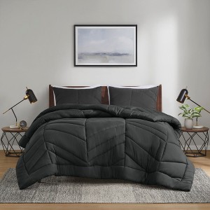 Stylish Solid Puffy Comforter Set, Cozy All Season Home Textile fits Modern Bedroom Decor - 1 of 4