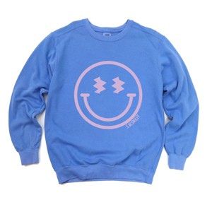 Simply Sage Market S.W.Smiley Smiley Face Outline Puff Print Garment Dyed Sweatshirt - 1 of 4