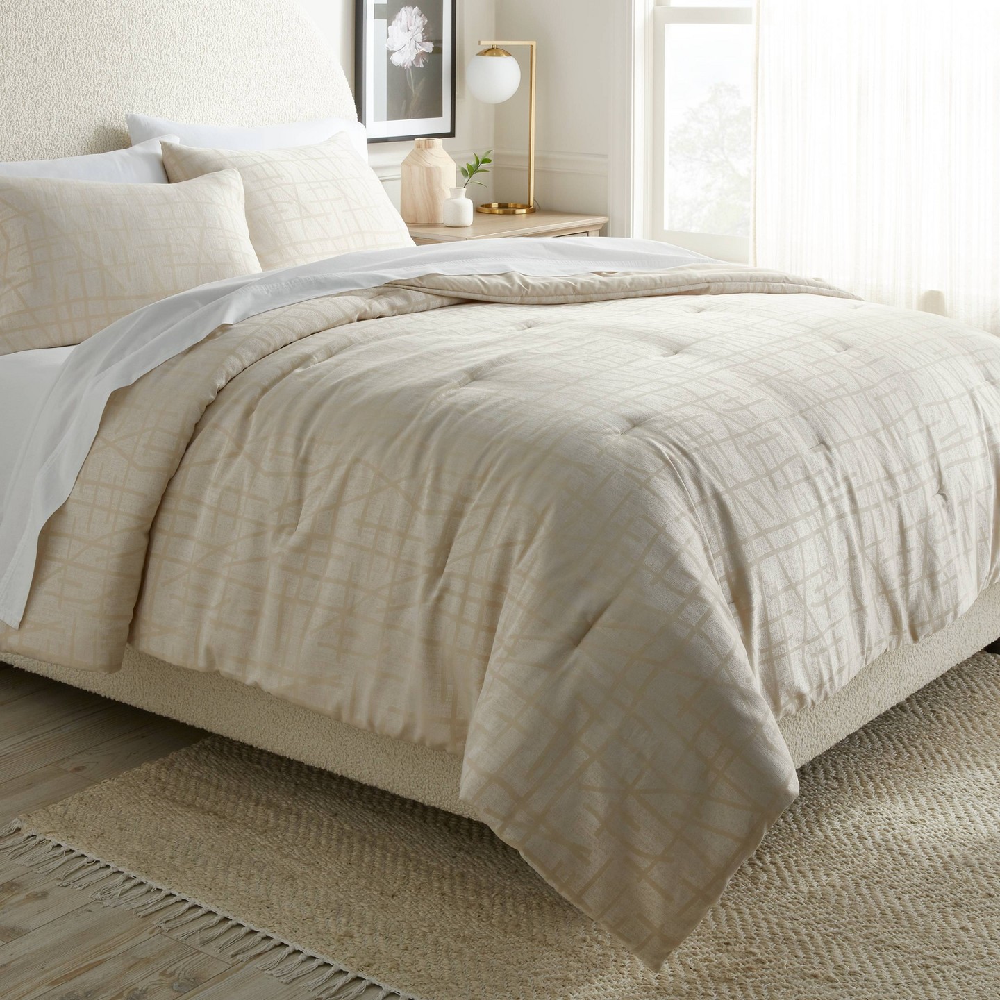 Комплект с одеялом Threshold 3pc Full/Queen Luxe Jacquard Comforter and Sham Set Off-White, цвет: Белый — фото 2