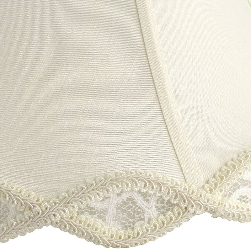 Springcrest Cream Scalloped Gallery Medium Bell Lamp Shade 7" Top x 14" Bottom x 12.5" High (Spider) Replacement with Harp and Finial, 4 of 9