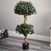 4Ft Silk Topiary Tree - Double Ball Sweet Bay Indoor Outdoor Decor - 4 of 4