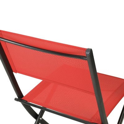 Red and Black Weather Resistant Folding Patio Chairs, Set of 2