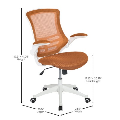 Adjustable Tan Mesh & White Leather Mid-Back Office Chair