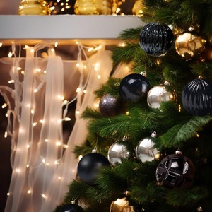 34Pcs Christmas Ball Ornaments, 1.57 Inch Shatterproof Bulk Xmas Tree Hanging Decor for Holiday Wedding Mardi Gras Party Gold/Blue/Red/Silver - 1 of 4