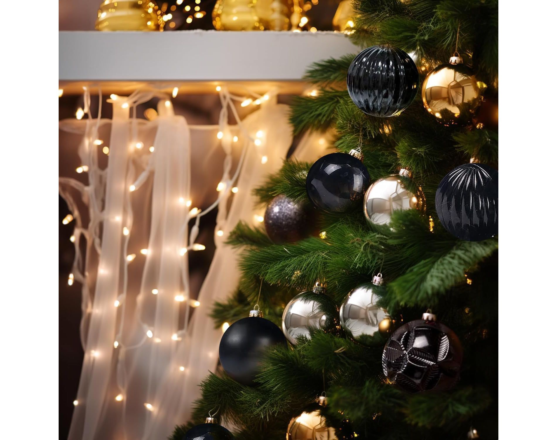 34Pcs Christmas Ball Ornaments, 1.57 Inch Shatterproof Bulk Xmas Tree Hanging Decor for Holiday Wedding Mardi Gras Party Gold/Blue/Red/Silver