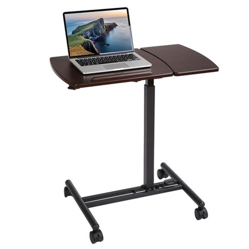 Costway Mobile Standing Desk Rolling Adjustable Laptop Cart Home Office  Walnut\natural : Target