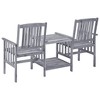 vidaXL Patio Chairs with Tea Table and Cushions Solid Acacia Wood - 4 of 4
