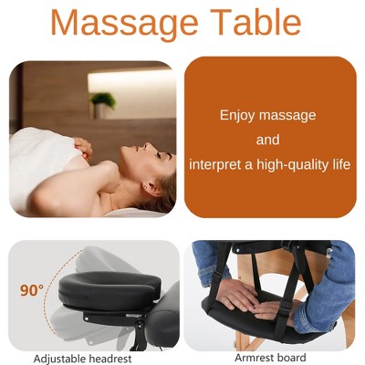 Black Adjustable Portable Massage Table with Hardwood Frame