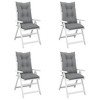 vidaXL Highback Garden Chair Cushions - Durable 100% Polyester Fabric - Gray - Outdoor Seating Comfort with PP Hollow Fiber Fill - Set of 4 - 4 of 4