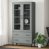 vidaXL Bookcase Grey Solid pine wood, glass, metal Tall Bookcase - 2 of 4