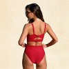 Women's Square Neck Bikini Top & High-Waisted Ruched Bottoms Bikini Set - Cupshe - 4 of 4