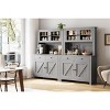 Kitchen Pantry Cabinet with Microwave Stand, Freestanding Hutch Cabinet with Buffet Cupboard,Dark Grey - 3 of 4