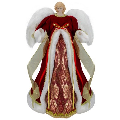 Northlight 18" Red and Gold Angel in a Dress Christmas Tree Topper - Unlit