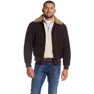 Weatherproof Men's Micro Suede Bomber Jacket with Faux Fur Collar - 1 of 4